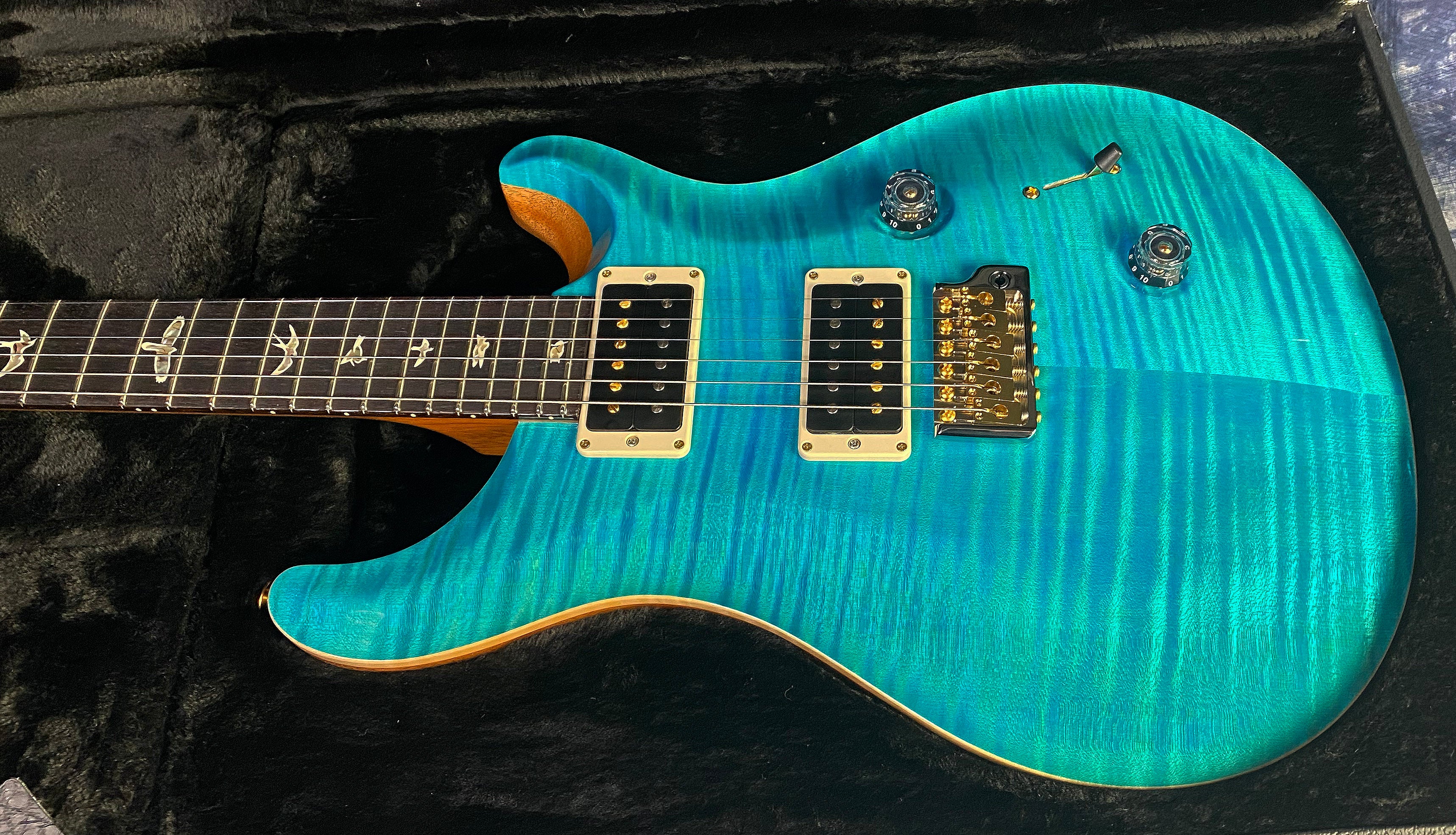 NEW! 2024 PRS Custom 24 - Paul Reed Smith - 10-Top ! Incredible Flame Top - WOW - Carroll Blue Finish - Authorized Dealer - 7.55 lbs - G03076