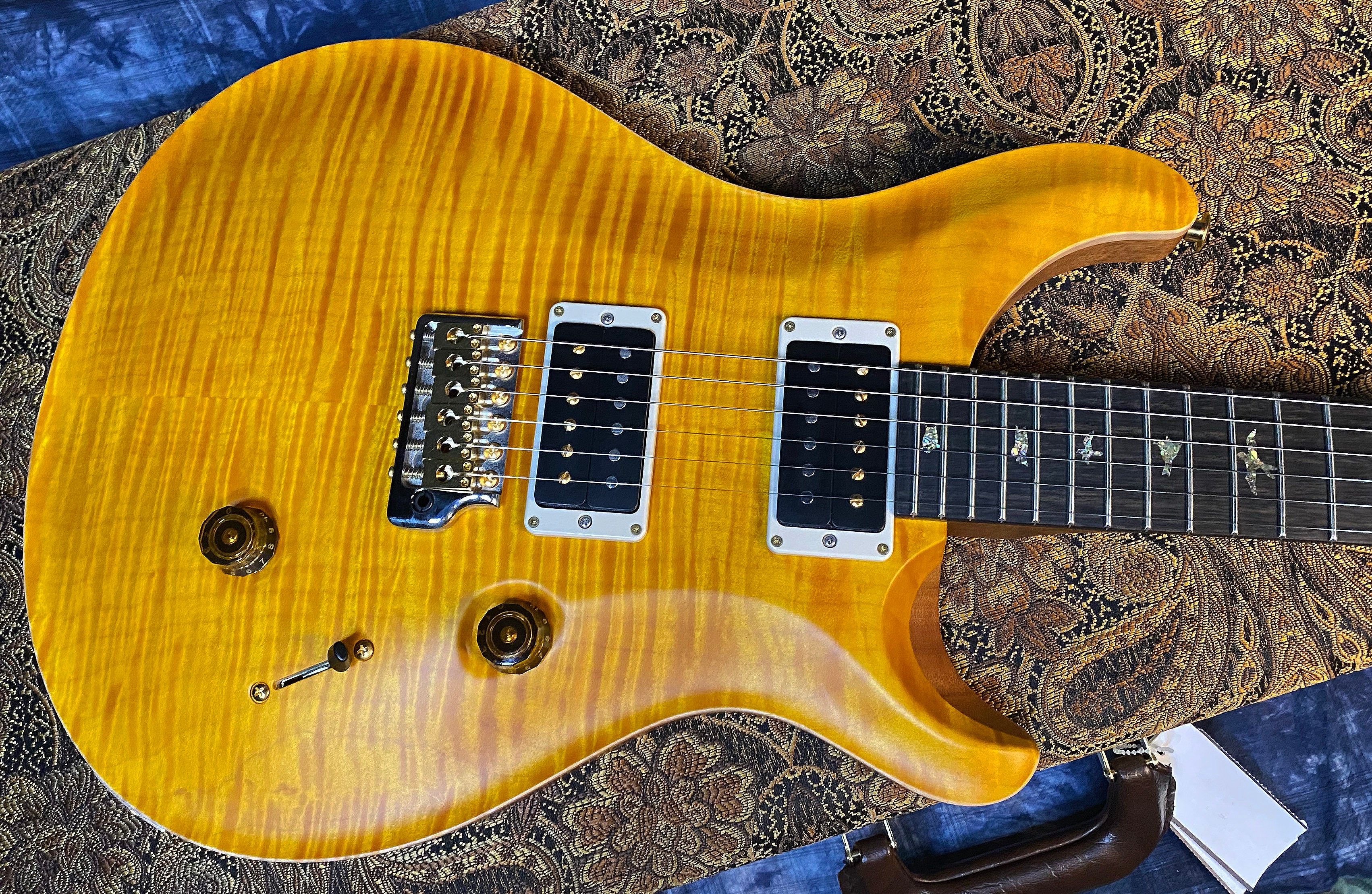 BRAND NEW ! 2024 Paul Reed Smith Custom 24 CU24 - Wood Library - Torrefied Flamed Maple Neck Ebony Fretboard - Satin Santana Yellow - Authorized Dealer - 7.25 lbs - G03557