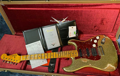 NEW ! 2024 Fender Custom Shop 62 HSS Stratocaster Heavy Relic - Shredder Strat! EVH Bridge P/U - Gold Sparkle - AAA Flamed Maple Neck - Authorized Dealer - 8 lbs - G03667