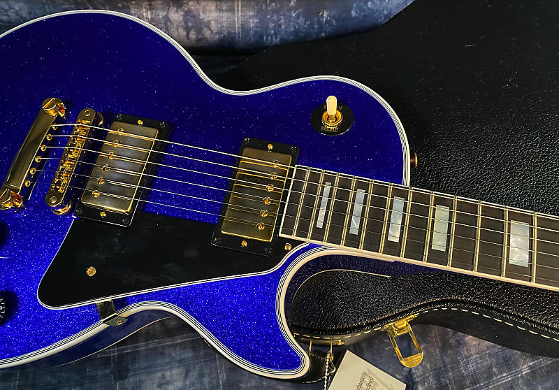 NEW ! 2024 Gibson Special Order Custom Shop Les Paul Custom Dealer Select - Dark Blue Sparkle - Authorized Dealer - 10.45 lbs - G03843