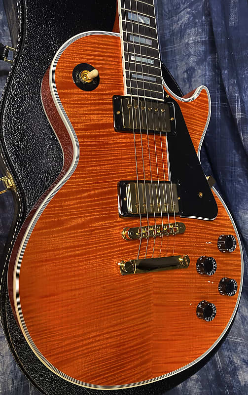 NEW! Gibson Custom Shop Les Paul Custom - Dealer Select - Authorized Dealer - Translucent Orange MONSTER Flame Top! WOW - Super RARE! 10 lbs - G03871