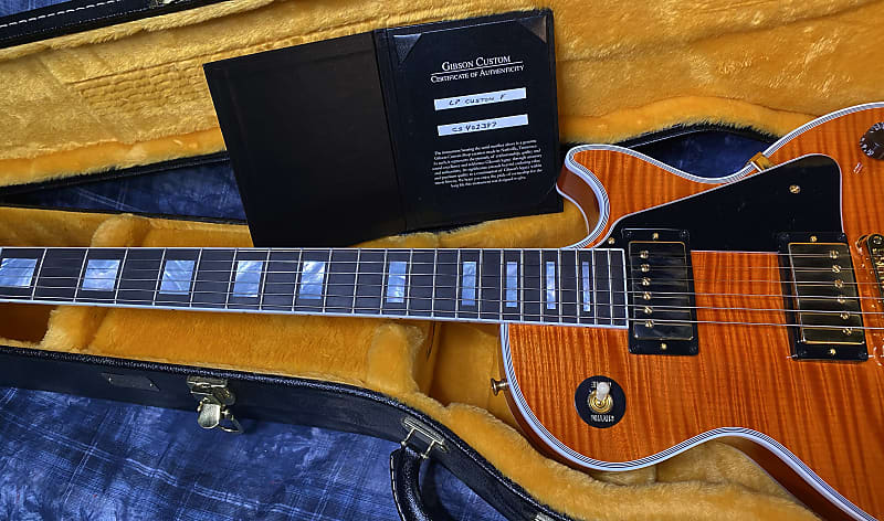 NEW! Gibson Custom Shop Les Paul Custom - Dealer Select - Authorized Dealer - Translucent Orange MONSTER Flame Top! WOW - Super RARE! 10 lbs - G03871