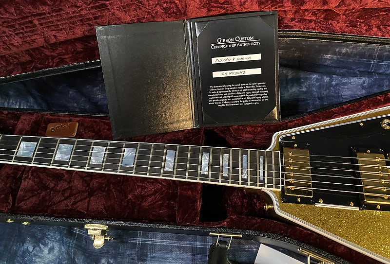 NEW! 2024 Gibson Custom Shop Flying V Custom - Gold Sparkle - Ebony Board - Authorized Dealer - Ultra RARE! Dealer Select - Only 7.1 lbs - G03875