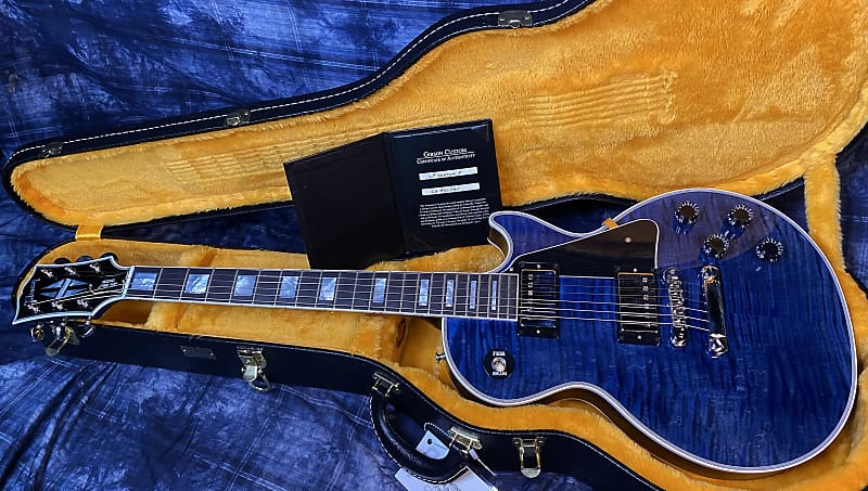 NEW! 2024 Gibson Custom Shop Les Paul Custom - Dealer Select - Authorized Dealer - Translucent Blue Monster Flame Top - Super RARE! 9.9 lbs - G03951