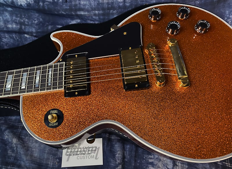 NEW ! 2024 Gibson Made 2 Measure Custom Shop Les Paul Custom Dealer Select Orange Sparkle - Authorized Dealer 10.1 lb - G03949