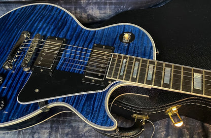 NEW! 2024 Gibson Custom Shop Les Paul Custom - Dealer Select - Authorized Dealer - Translucent Blue Monster Flame Top - Super RARE! 9.5 lbs - G03841