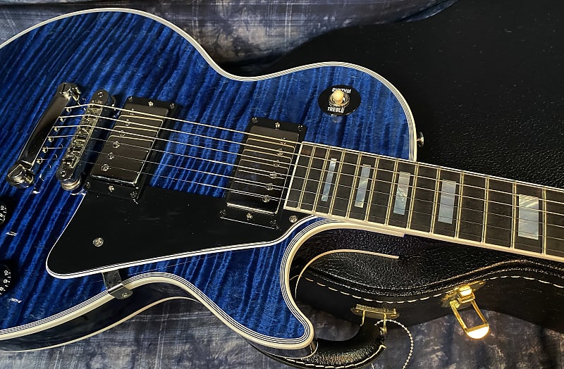 NEW! 2024 Gibson Custom Shop Les Paul Custom - Dealer Select - Authorized Dealer - Translucent Blue Monster Flame Top - Super RARE! 9.5 lbs - G03841