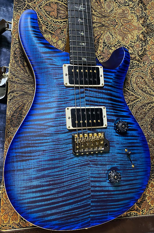 BRAND NEW ! 2024 Paul Reed Smith Custom 24 CU24 - Wood Library - Torrefied Flamed to Death Maple Neck - Ebony Fretboard - Violet Blue - Authorized Dealer - 7.3 lbs - G03591