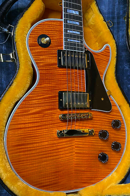 NEW! Gibson Custom Shop Les Paul Custom - Dealer Select - Authorized Dealer - Translucent Orange MONSTER Flame Top! WOW - Super RARE! 10 lbs - G03871