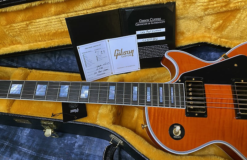 NEW! Gibson Custom Shop Les Paul Custom - Dealer Select - Authorized Dealer - Translucent Orange Flame Top - Super RARE! 10 lbs - G03838