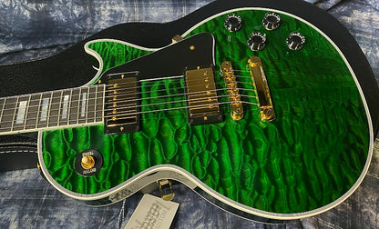 NEW! 2024 Gibson Dealer Select Custom Shop Les Paul Custom AAAAA Quilt - Transparent Green - Authorized Dealer - WOW! 9.9 lbs - G04111