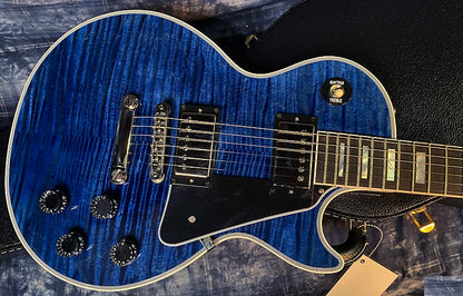 NEW! 2024 Gibson Custom Shop Les Paul Custom - Dealer Select - Authorized Dealer - Translucent Blue Monster Flame Top - Super RARE! 9.5 lbs - G03841