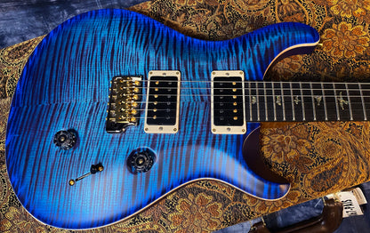 BRAND NEW ! 2024 Paul Reed Smith Custom 24 CU24 - Wood Library - Torrefied Flamed to Death Maple Neck - Ebony Fretboard - Violet Blue - Authorized Dealer - 7.3 lbs - G03591