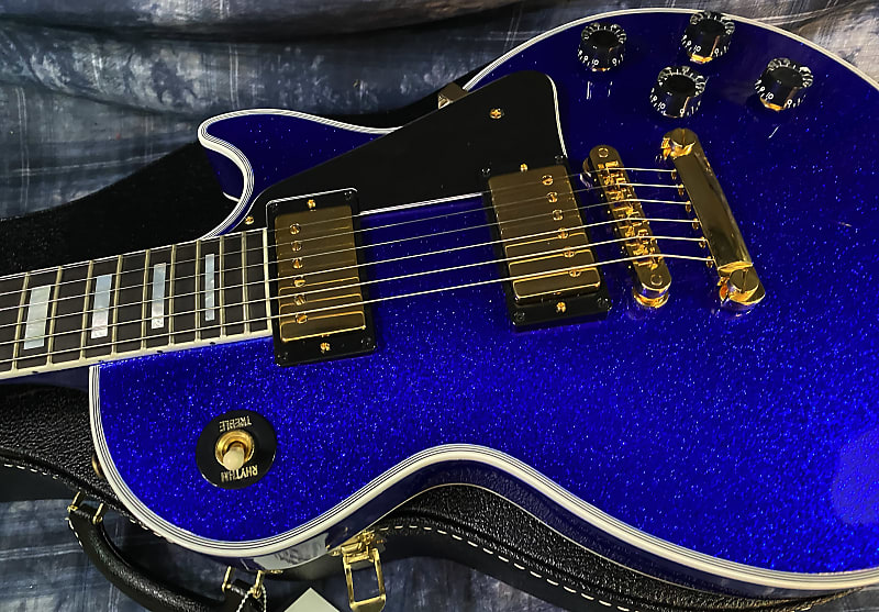 NEW ! 2024 Gibson Special Order Custom Shop Les Paul Custom Dealer Select - Dark Blue Sparkle - Authorized Dealer - 10.45 lbs - G03843