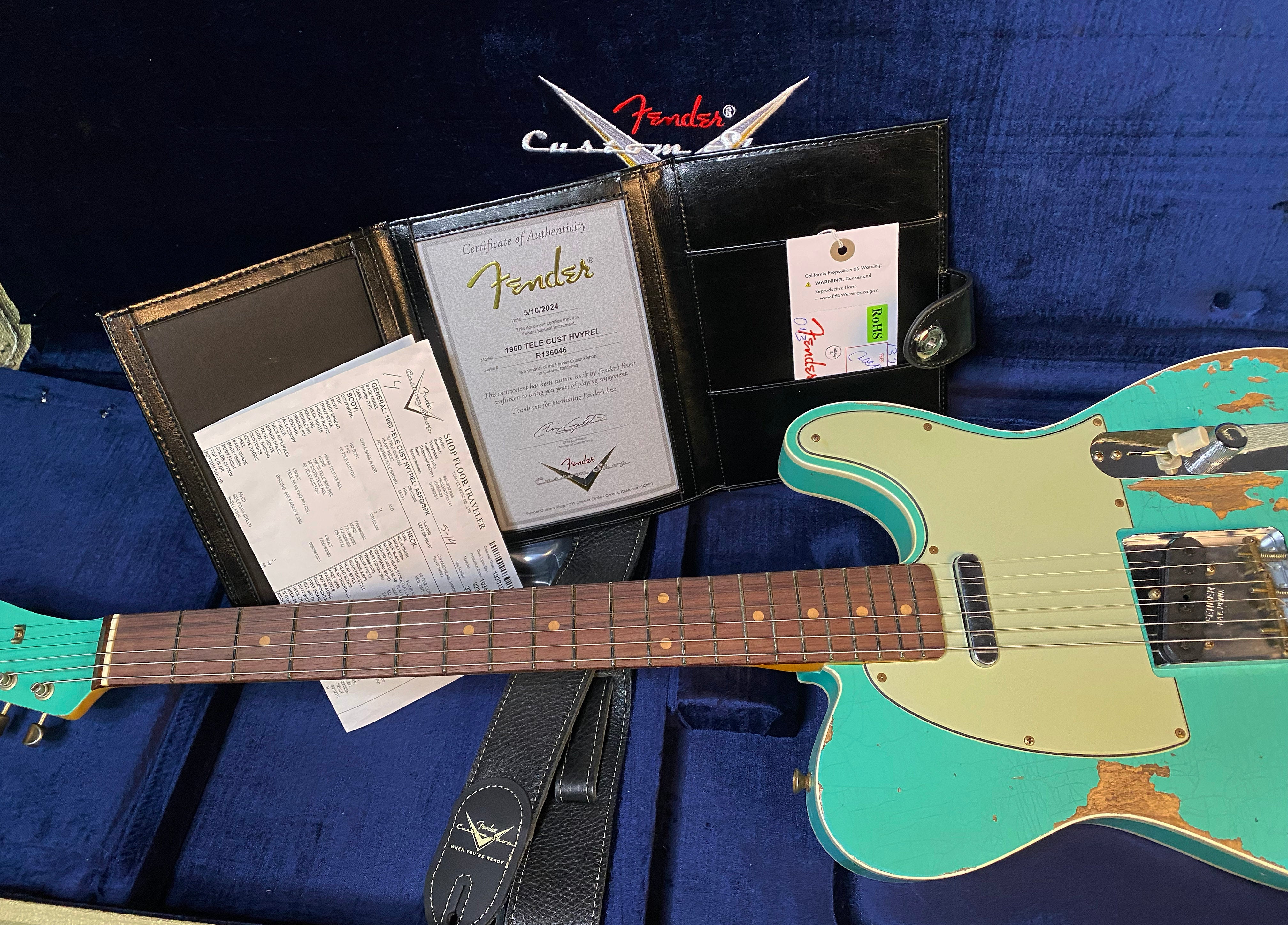 UNPLAYED ! 2024 Fender Custom Shop '60 Heavy Relic Telecaster Handwound Pick-Ups - Modern Specs - Seafoam Green Over 3-Tone Sunburst with Matching Peg Head - Only 6.75 lbs - Authorized Dealer - G03530